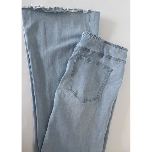 Ashley Mason Denim - Ashley Mason Jeans 11 Blue Y2K Flare Light Wash High Rise Raw Hem Boho Soft Girl